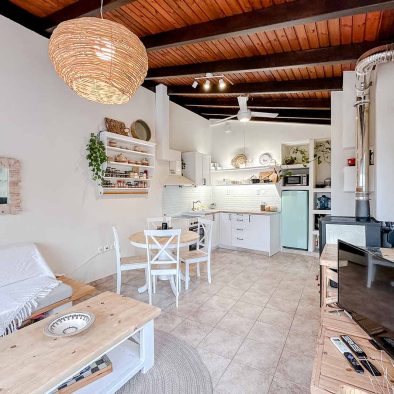 Open plan kitchen and living area in Mountain Bliss Guesthouse 1