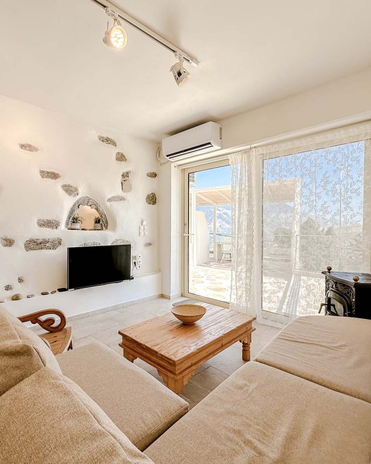 Private patio with mountain views at Mountain Bliss near Sougia, Crete